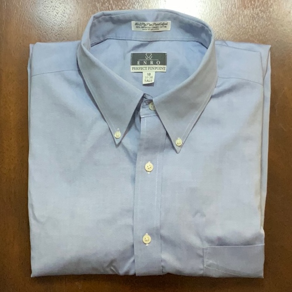 ENRO Perfect Pinpoint Size 18 Tall (37/38 sleeve) Men’s Shirt - Light Bl…